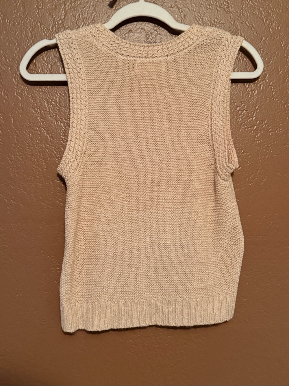 Marled Knit Sleeveless Top in Light Tan